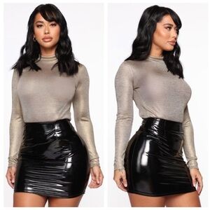 NEW Fashion Nova metallic gold Litty Committee top